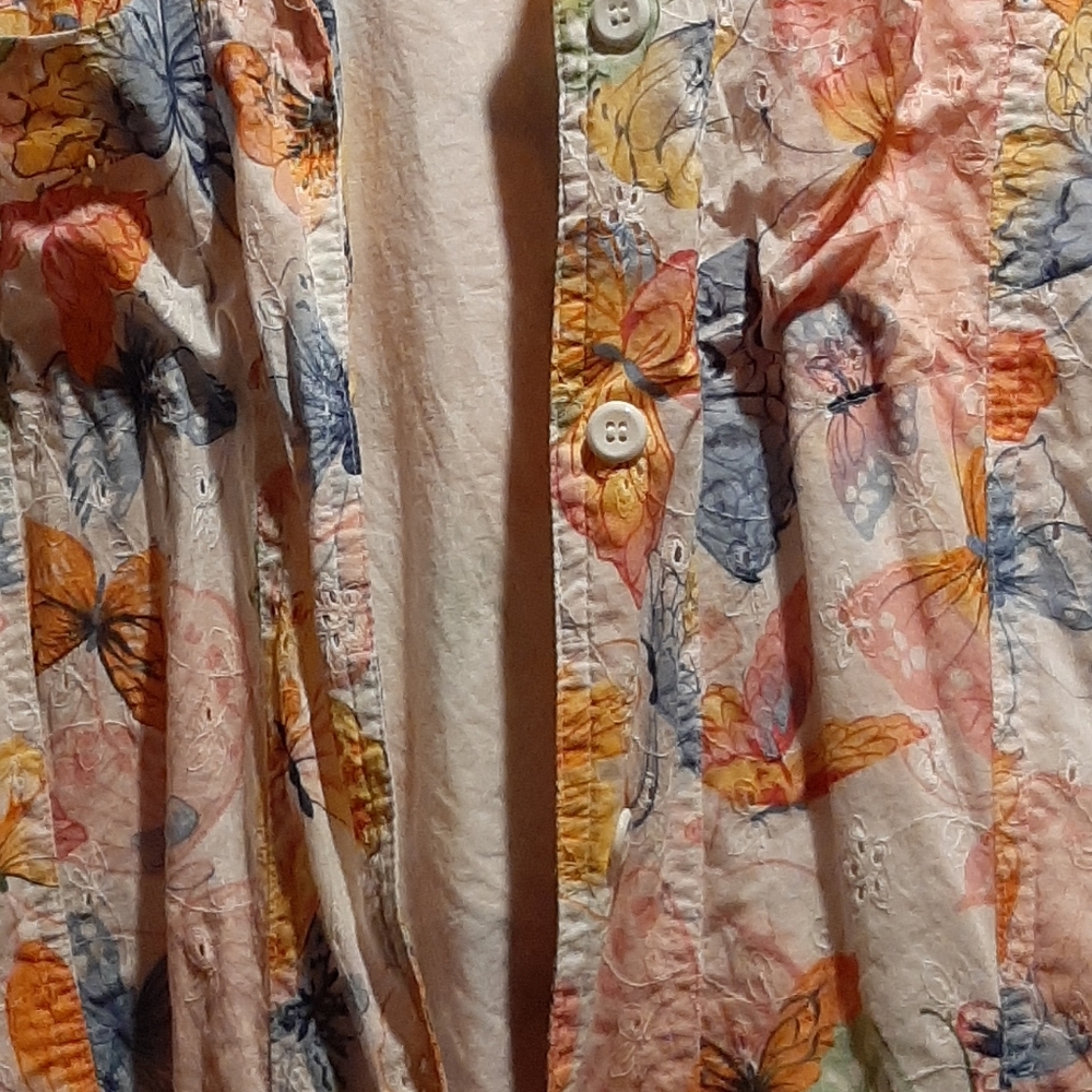 Butterfly shirt cover up Alfred Dunner size p 10 mixed color .will go with every